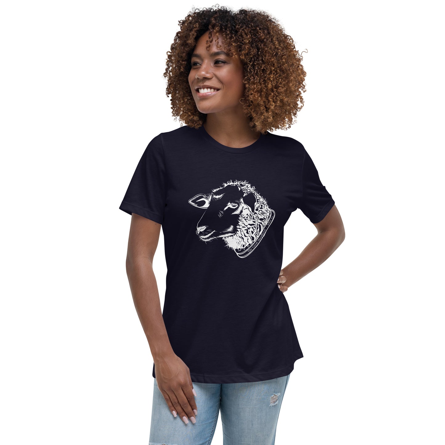 The Good Shepherd Women's Relaxed T-Shirt W/White Print