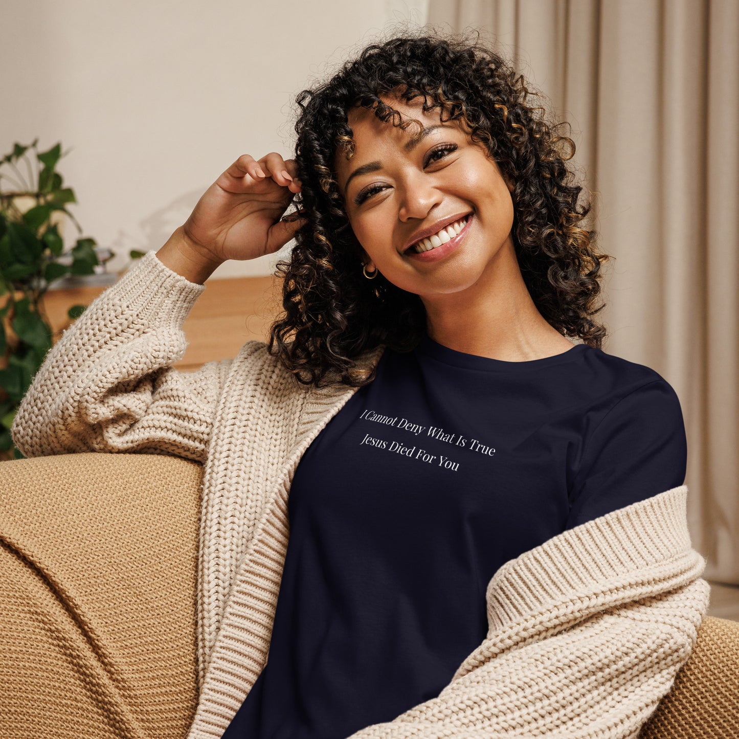 Jesus Died For You Women's Relaxed T-Shirt W/White Print