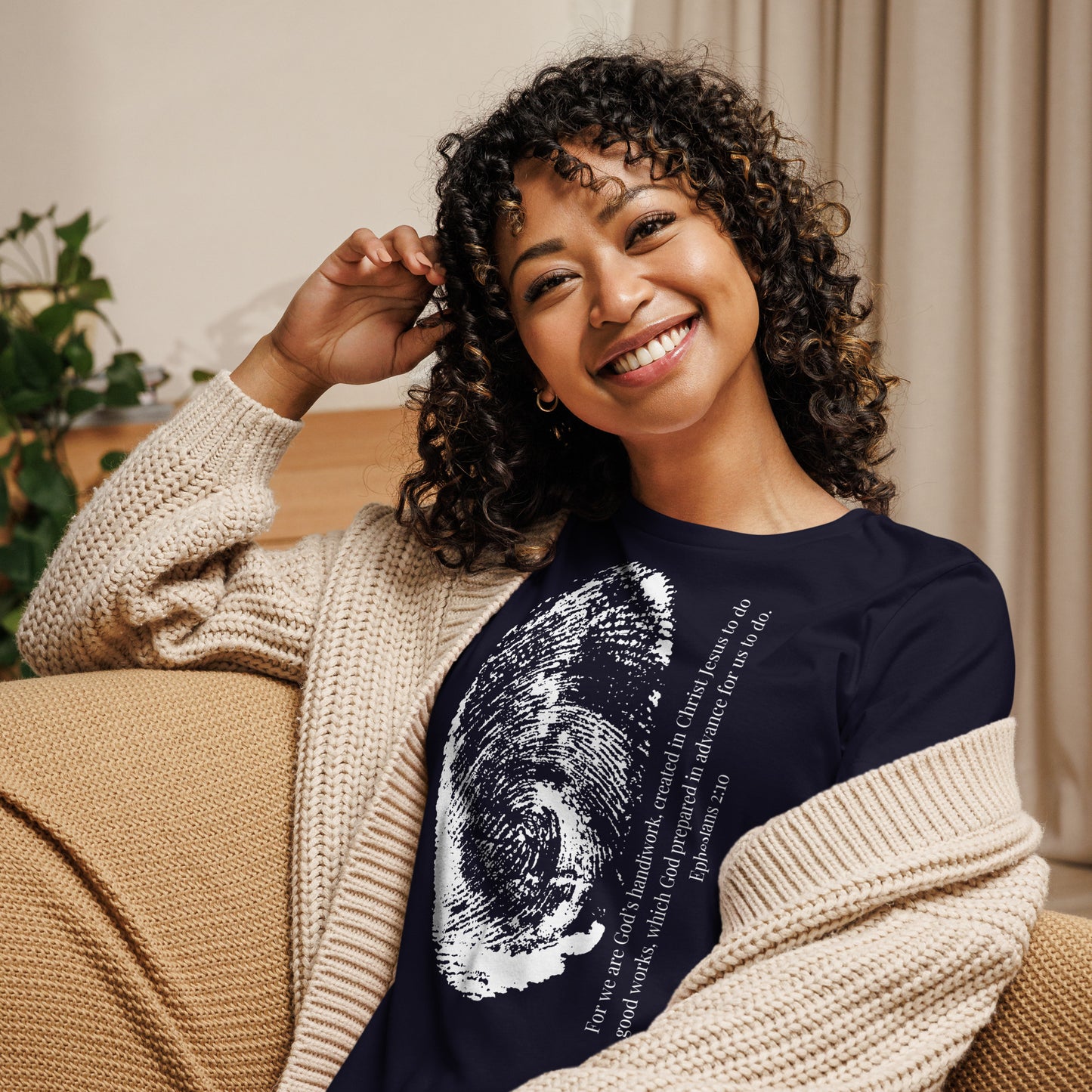 Fearfully And Wonderfully Made Women's Relaxed T-Shirt W/White Print