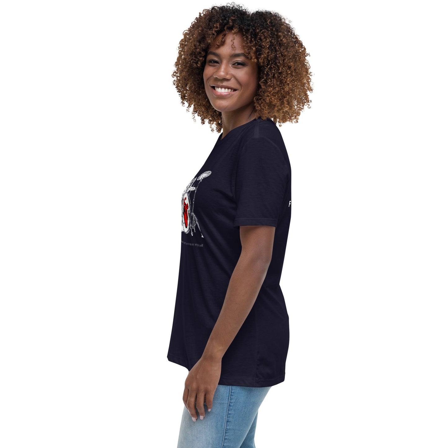 Heart Beats In Time Women's Relaxed T-Shirt W/White Print