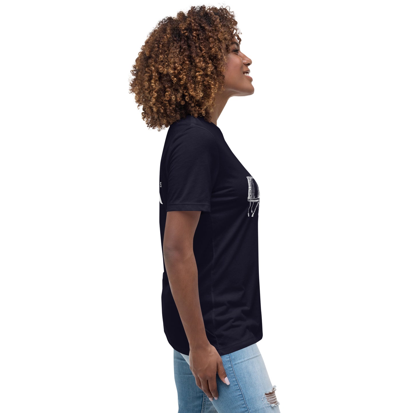 Heart Beats In Time Women's Relaxed T-Shirt W/White Print