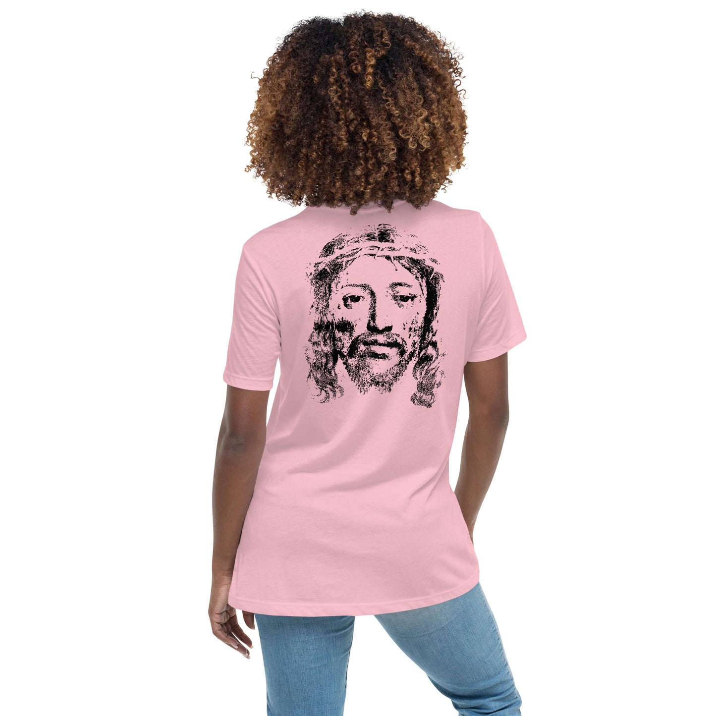 He's Got My Back Women's Relaxed T-Shirt W/Black Print