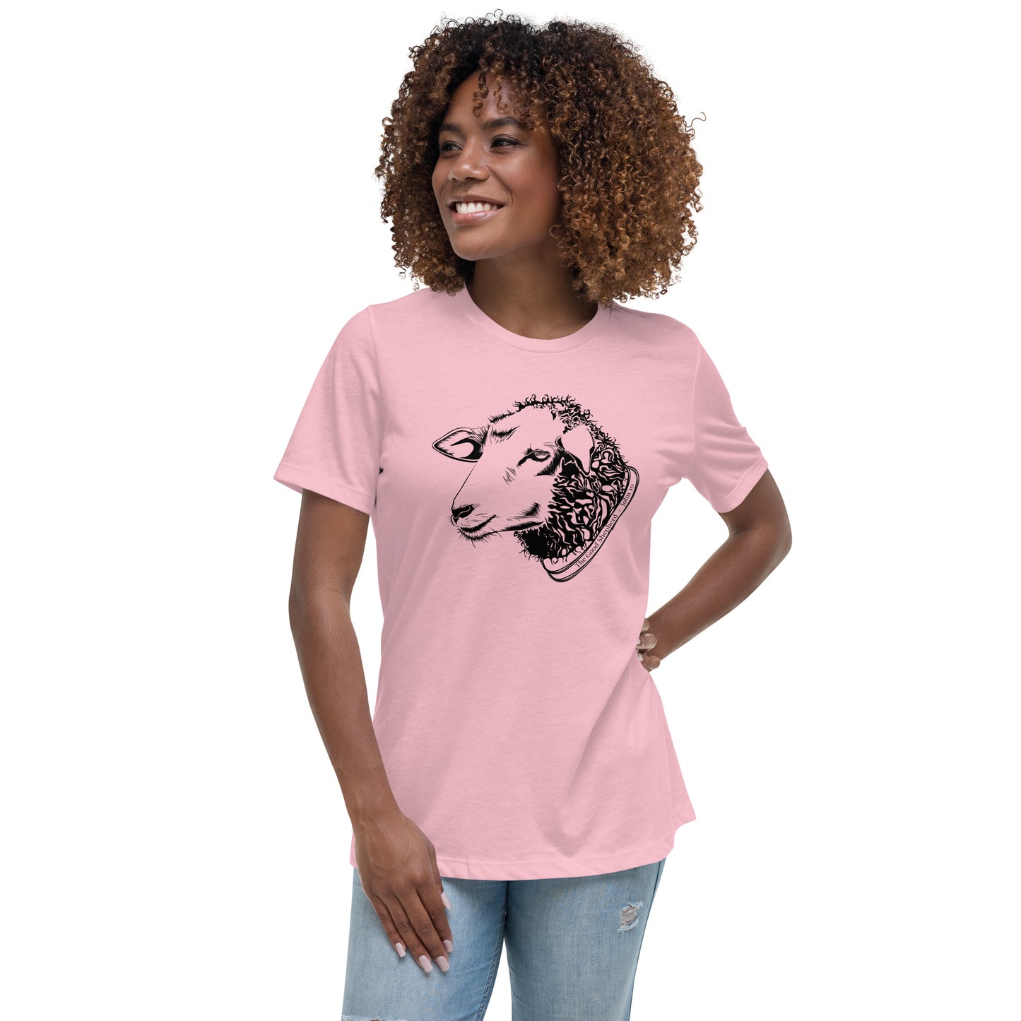 The Good Shepherd Women's Relaxed T-Shirt W/Black Print
