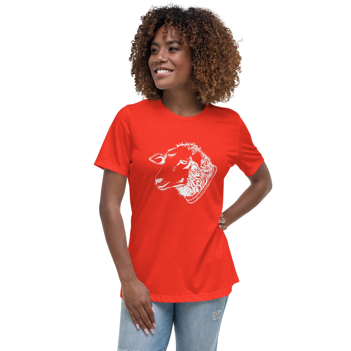 The Good Shepherd Women's Relaxed T-Shirt W/White Print