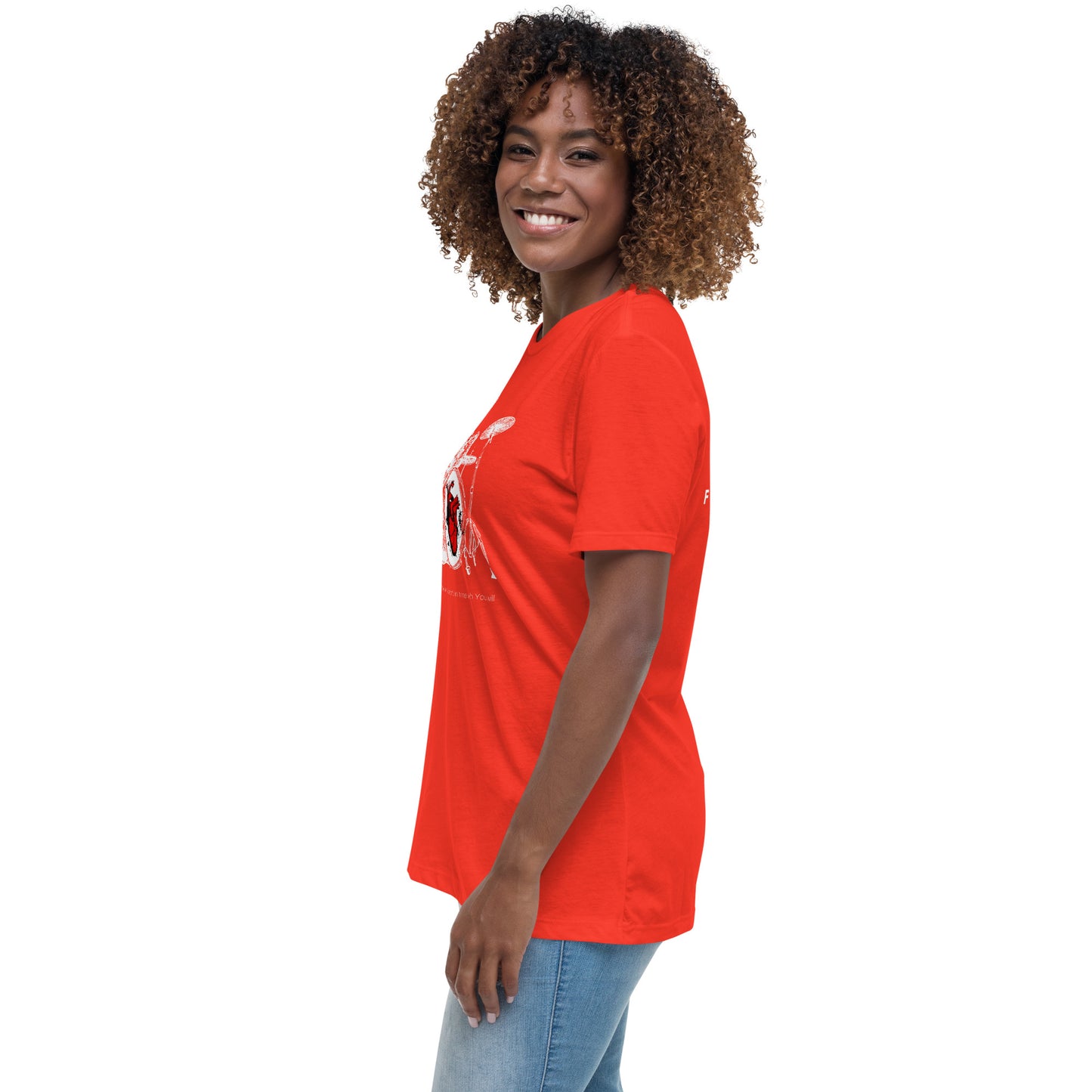 Heart Beats In Time Women's Relaxed T-Shirt W/White Print