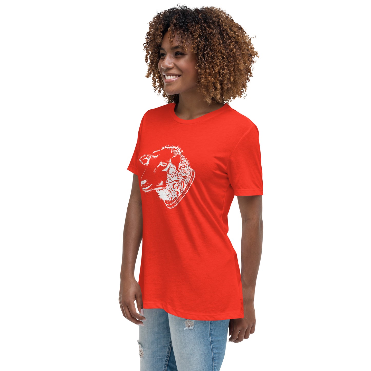 The Good Shepherd Women's Relaxed T-Shirt W/White Print