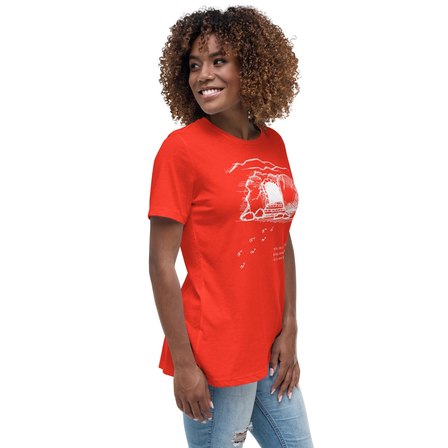He Is Risen Women's Relaxed T-Shirt W/White Print