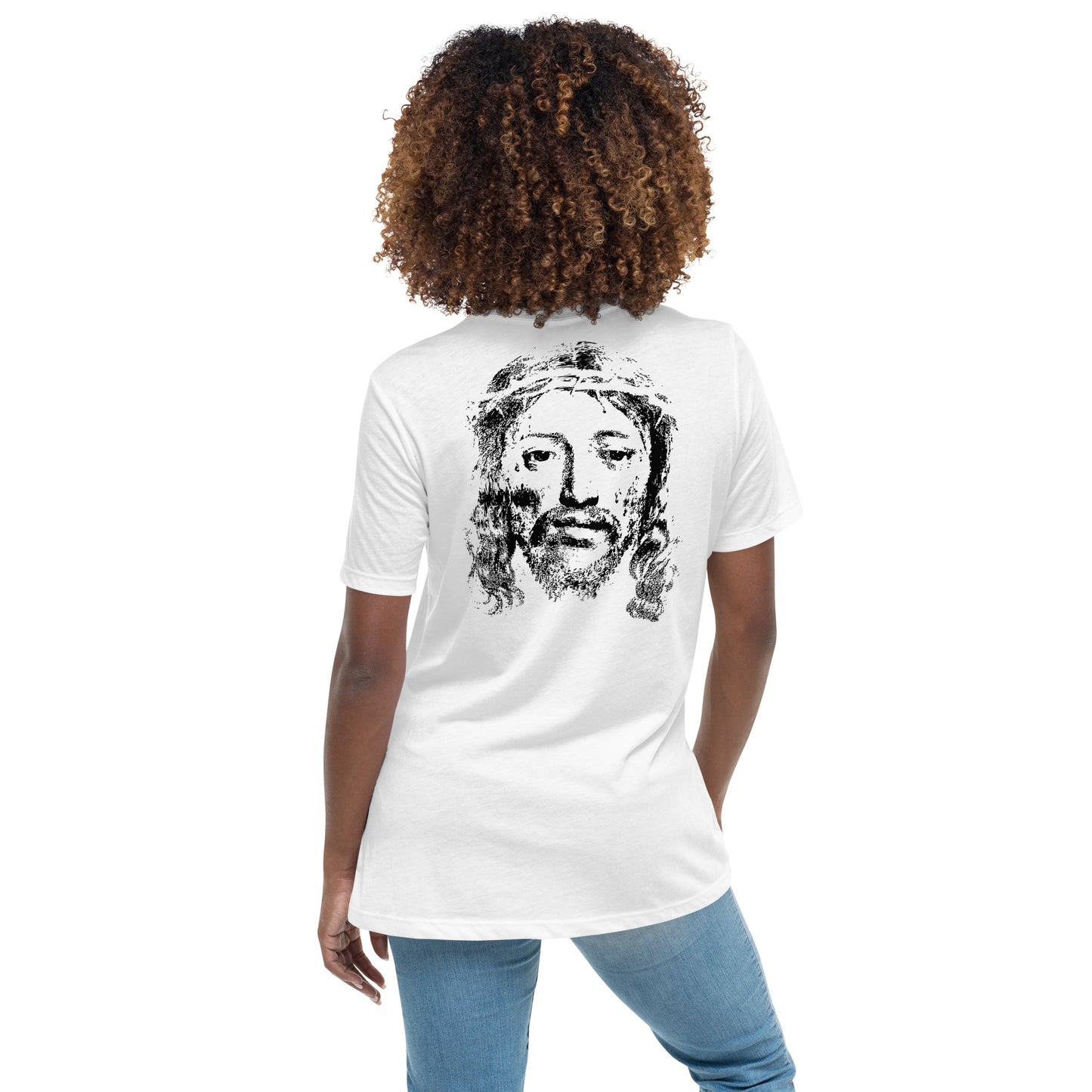 He's Got My Back Women's Relaxed T-Shirt W/Black Print