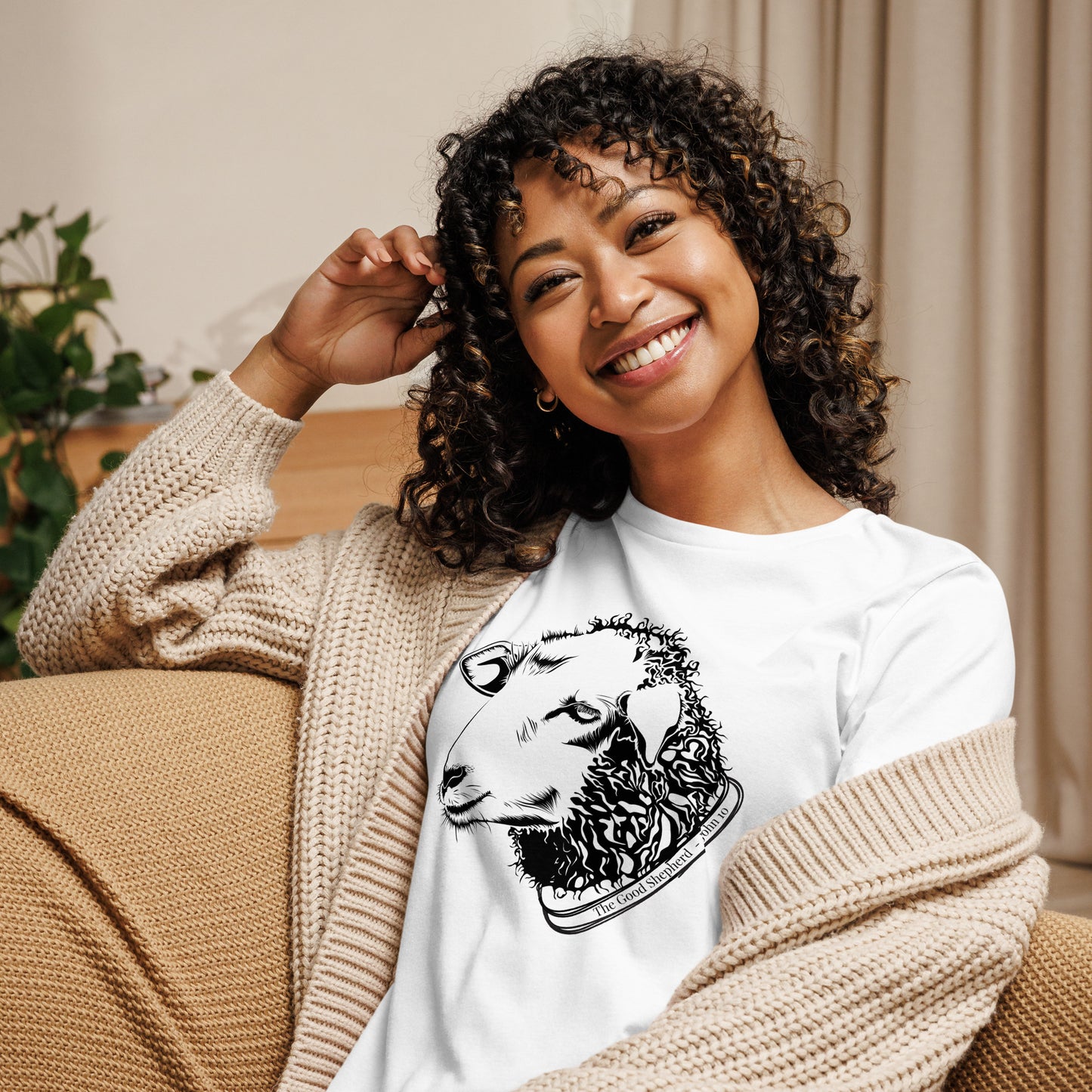 The Good Shepherd Women's Relaxed T-Shirt W/Black Print