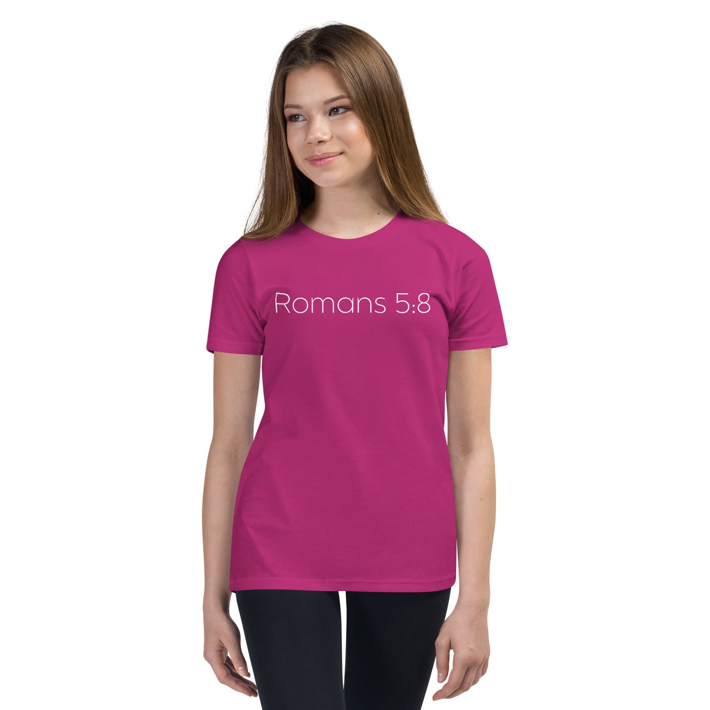 Romans 5:8 (He Still Loves You) Youth Short Sleeve T-Shirt W/White Print