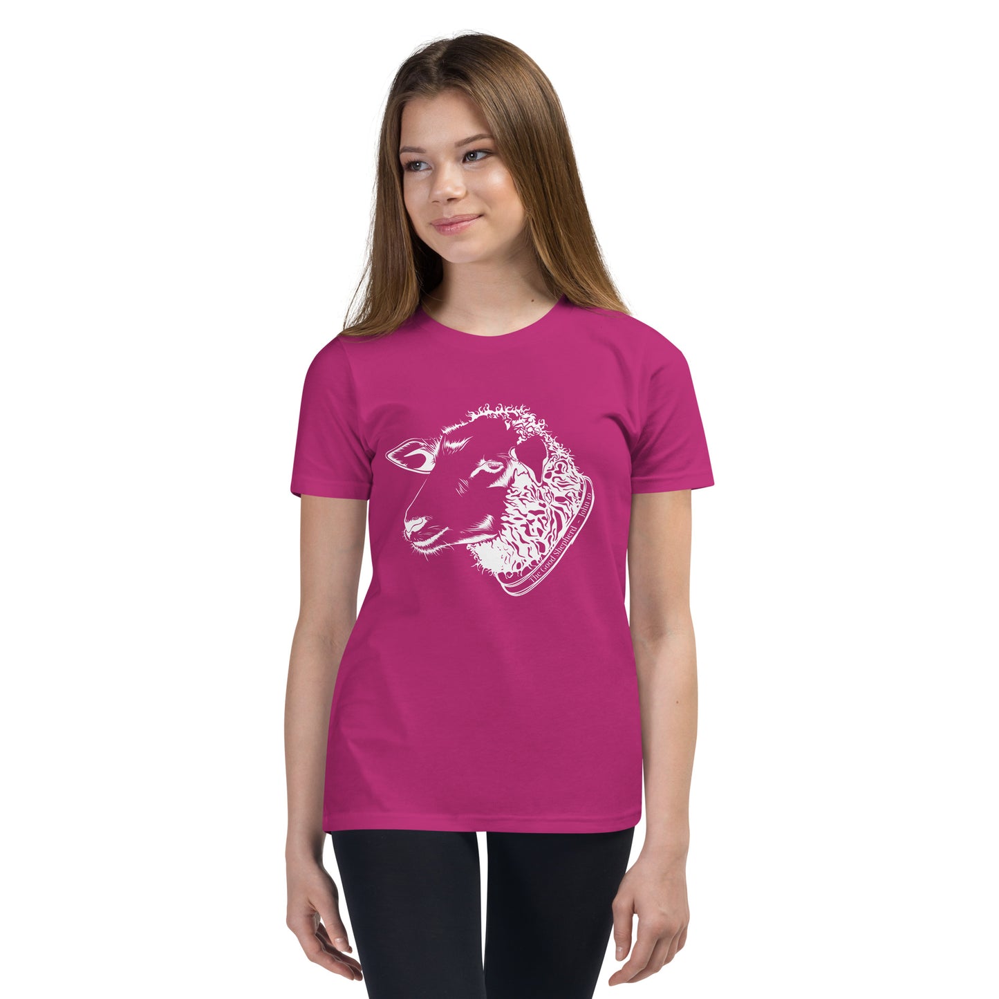 The Good Shepherd Youth Short Sleeve T-Shirt W/White Print