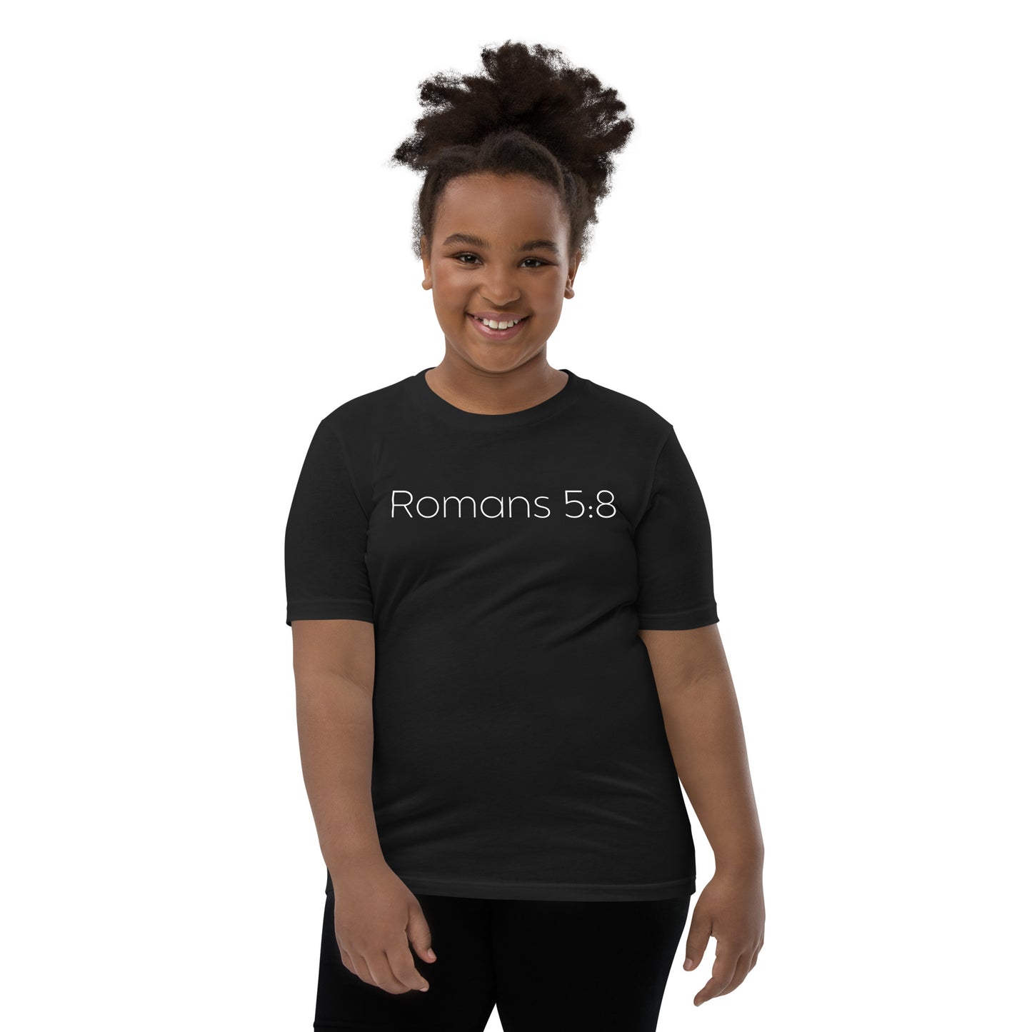 Romans 5:8 (He Still Loves You) Youth Short Sleeve T-Shirt W/White Print