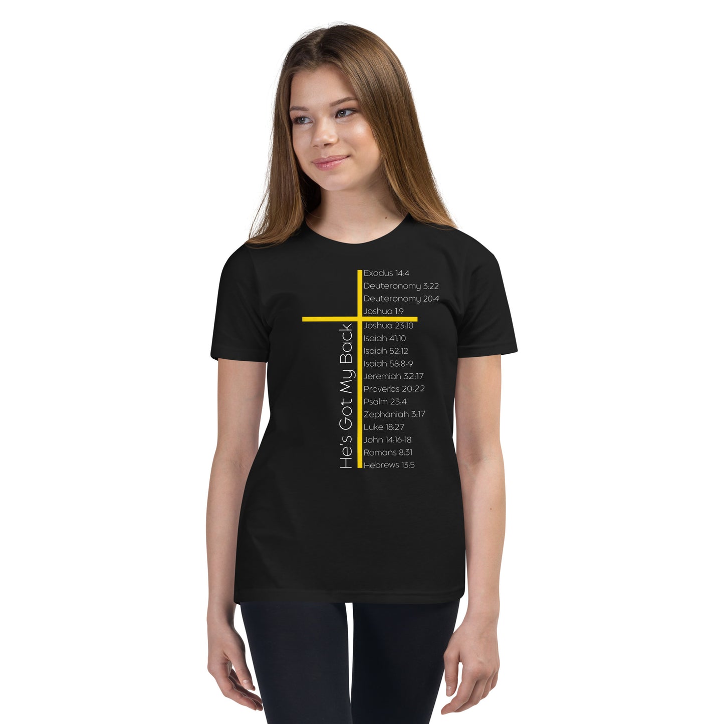 He's Got My Back Youth Short Sleeve T-Shirt W/White Print