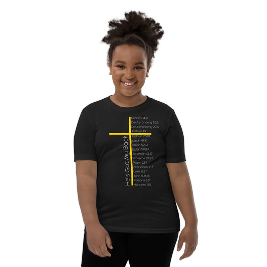 He's Got My Back Youth Short Sleeve T-Shirt W/White Print