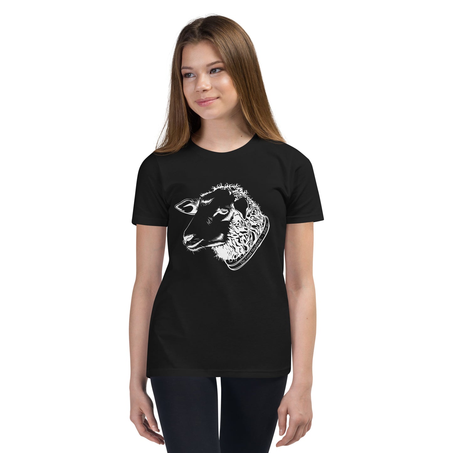 The Good Shepherd Youth Short Sleeve T-Shirt W/White Print