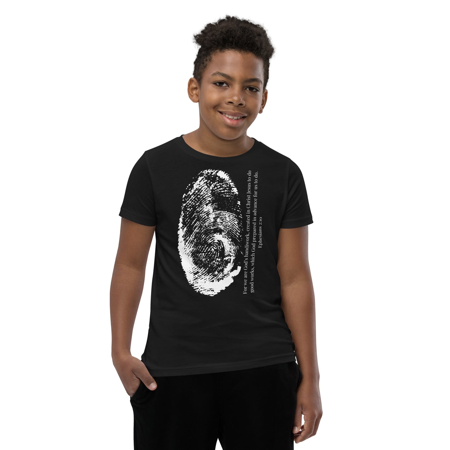 Fearfully And Wonderfully Made Youth Short Sleeve T-Shirt W/White Print
