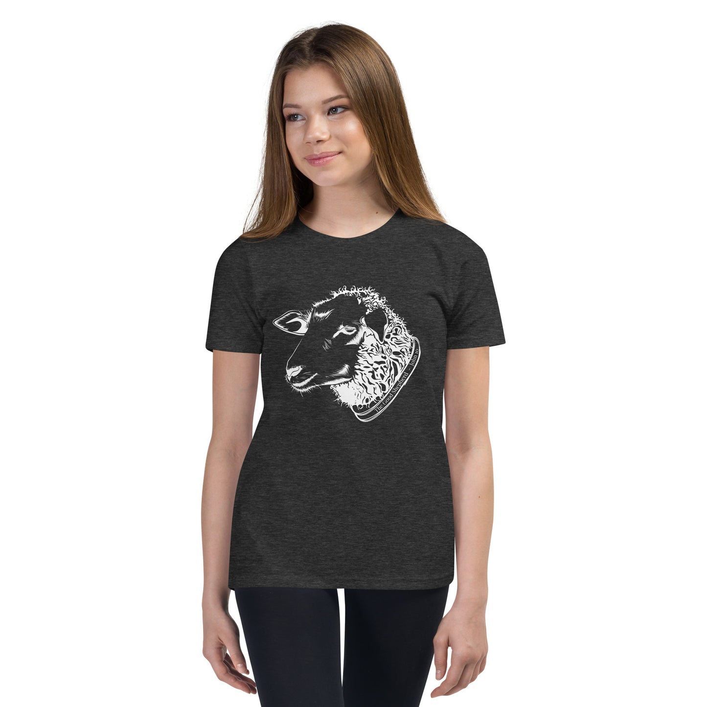 The Good Shepherd Youth Short Sleeve T-Shirt W/White Print