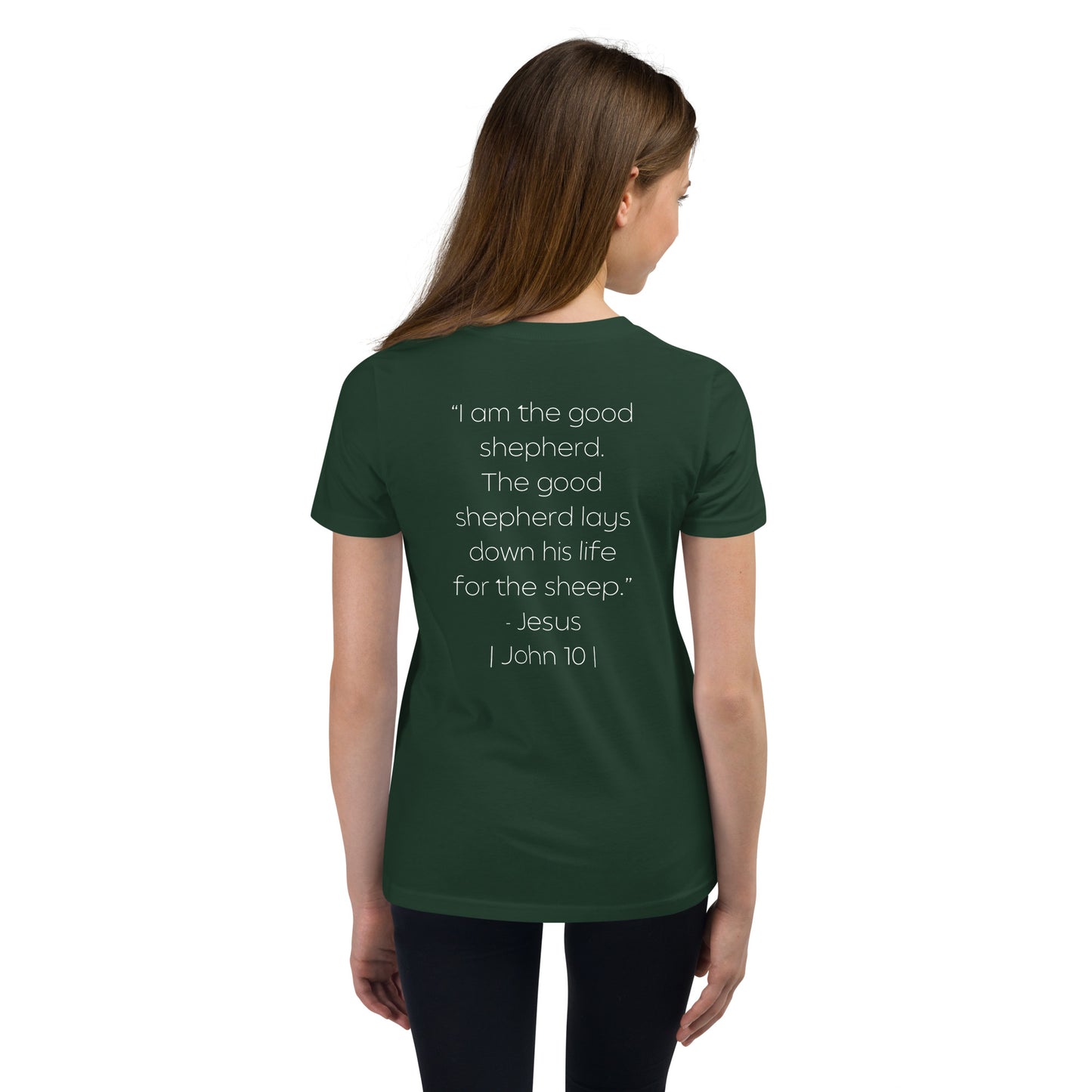 The Good Shepherd Youth Short Sleeve T-Shirt W/White Print