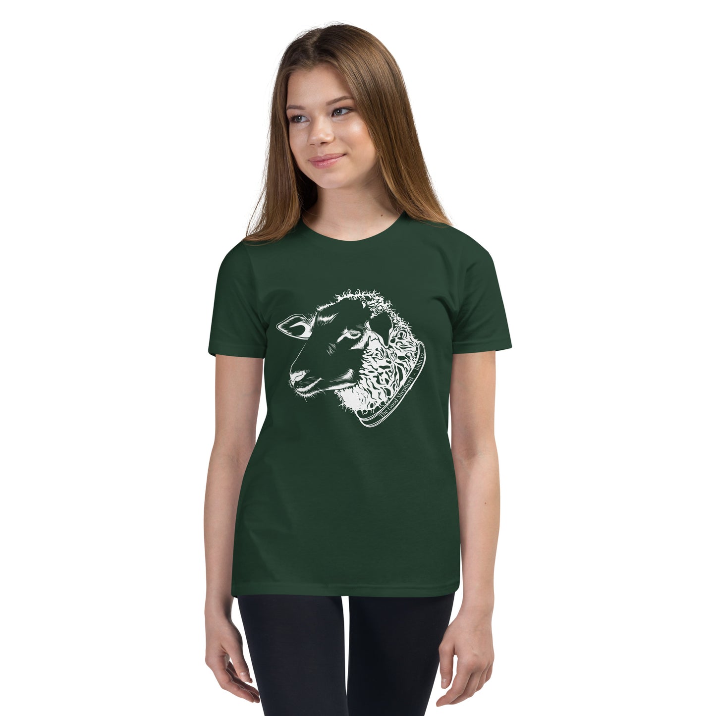 The Good Shepherd Youth Short Sleeve T-Shirt W/White Print