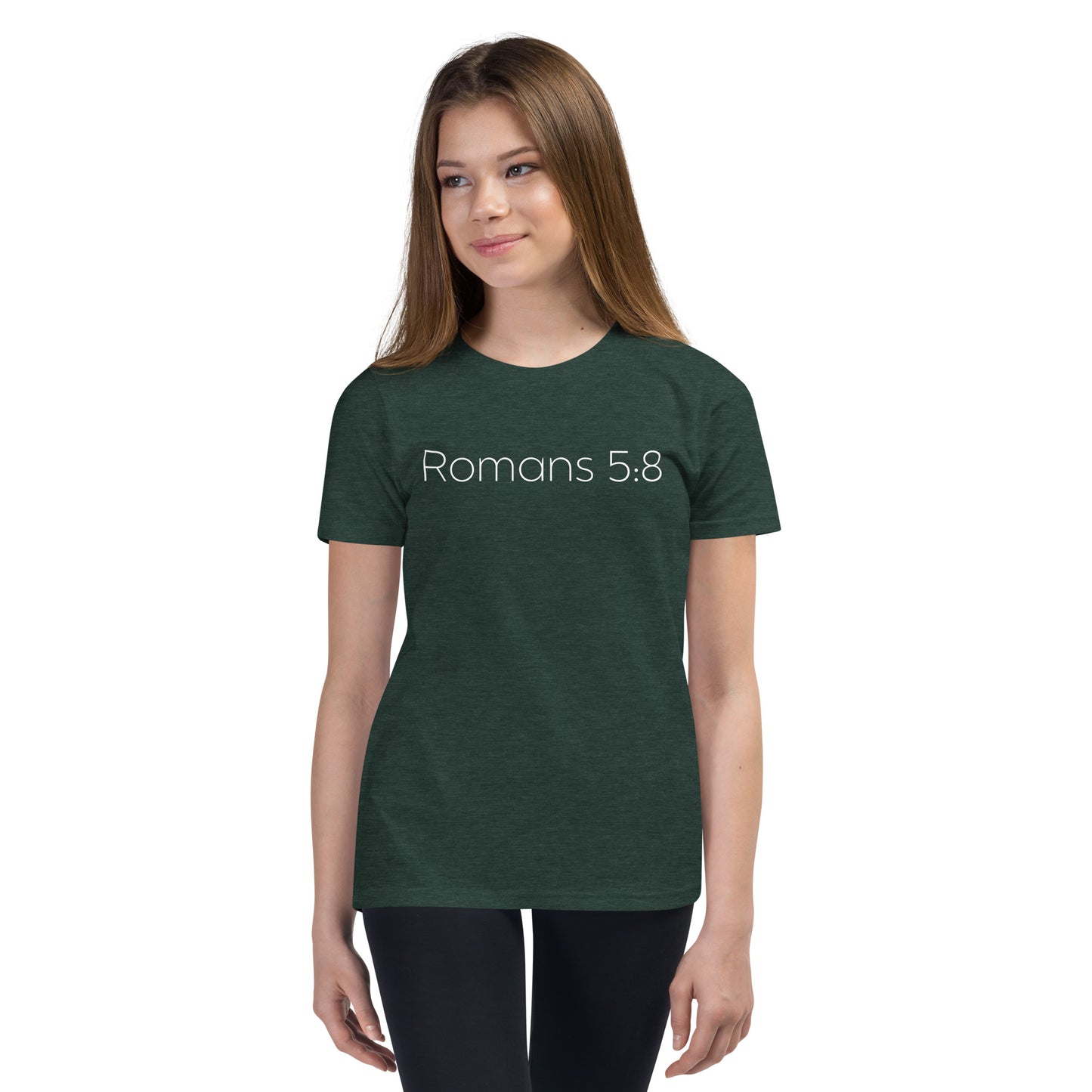 Romans 5:8 (He Still Loves You) Youth Short Sleeve T-Shirt W/White Print
