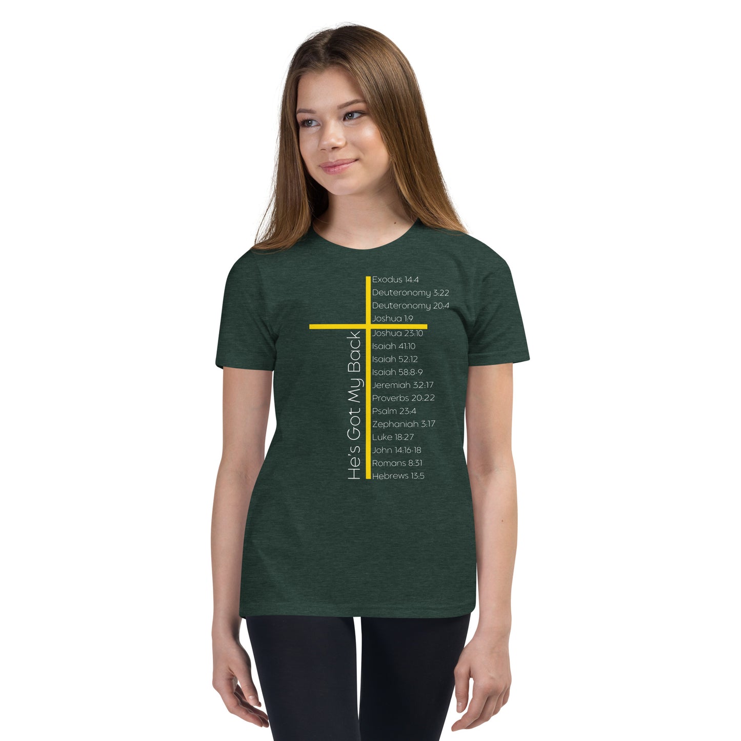 He's Got My Back Youth Short Sleeve T-Shirt W/White Print