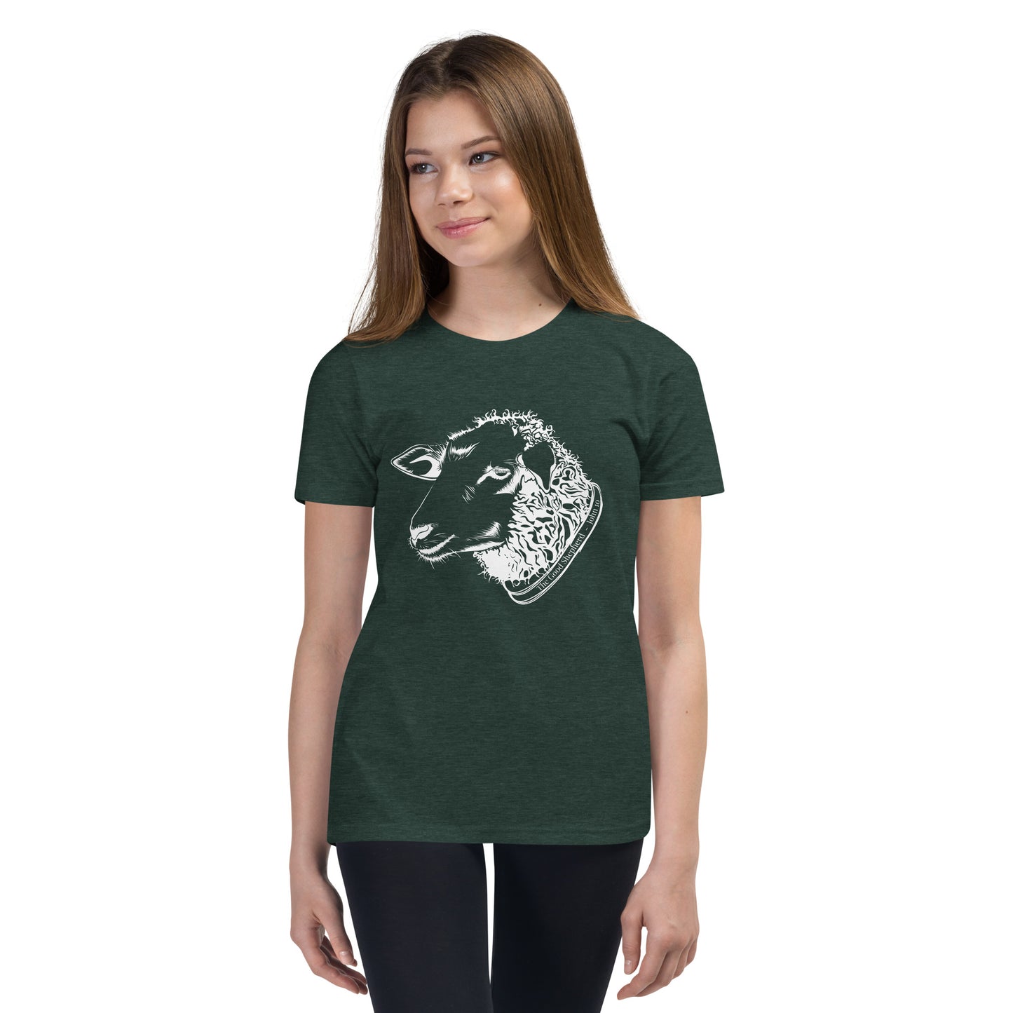 The Good Shepherd Youth Short Sleeve T-Shirt W/White Print