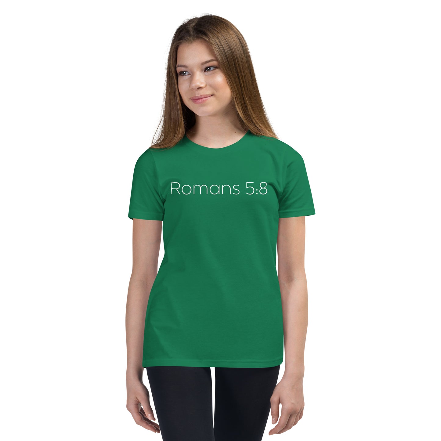 Romans 5:8 (He Still Loves You) Youth Short Sleeve T-Shirt W/White Print