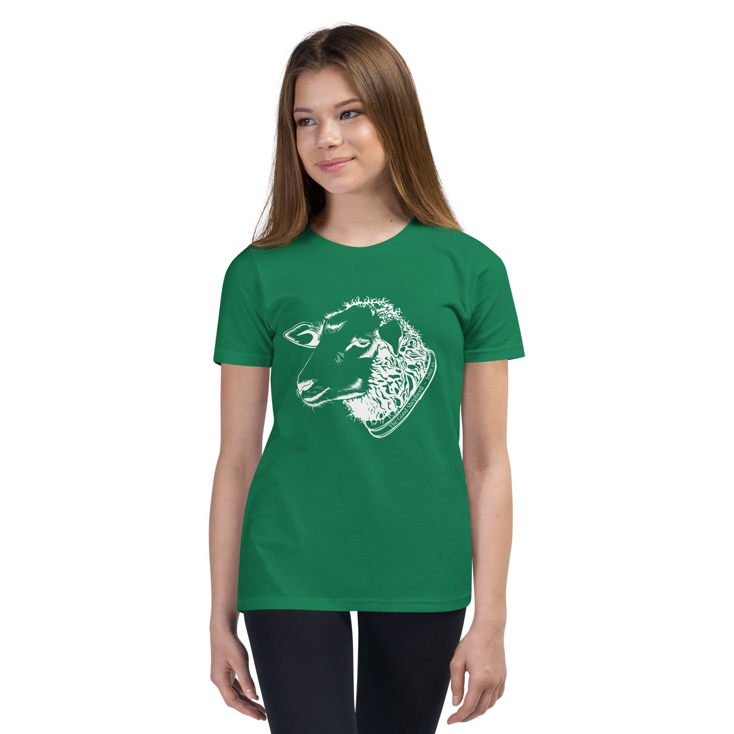 The Good Shepherd Youth Short Sleeve T-Shirt W/White Print