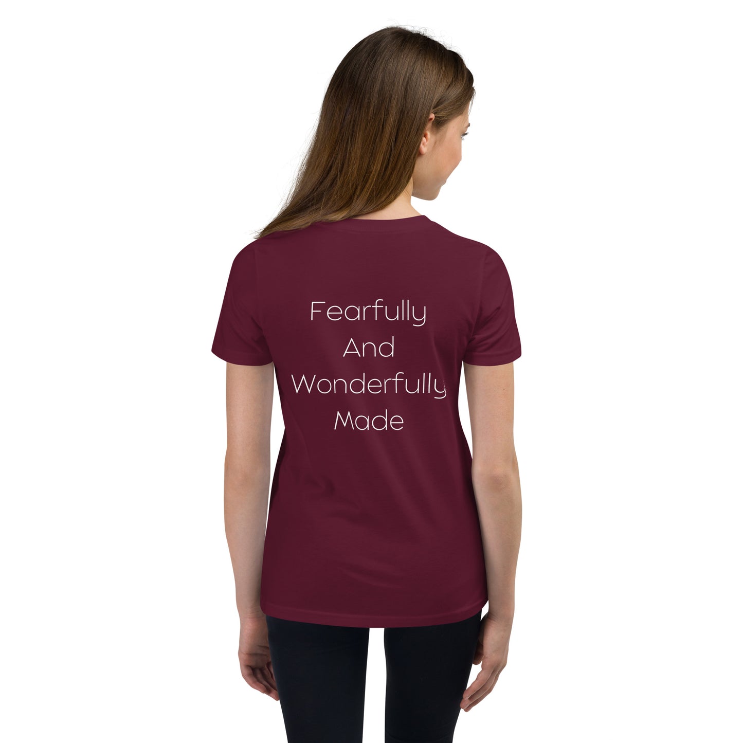 Fearfully And Wonderfully Made Youth Short Sleeve T-Shirt W/White Print