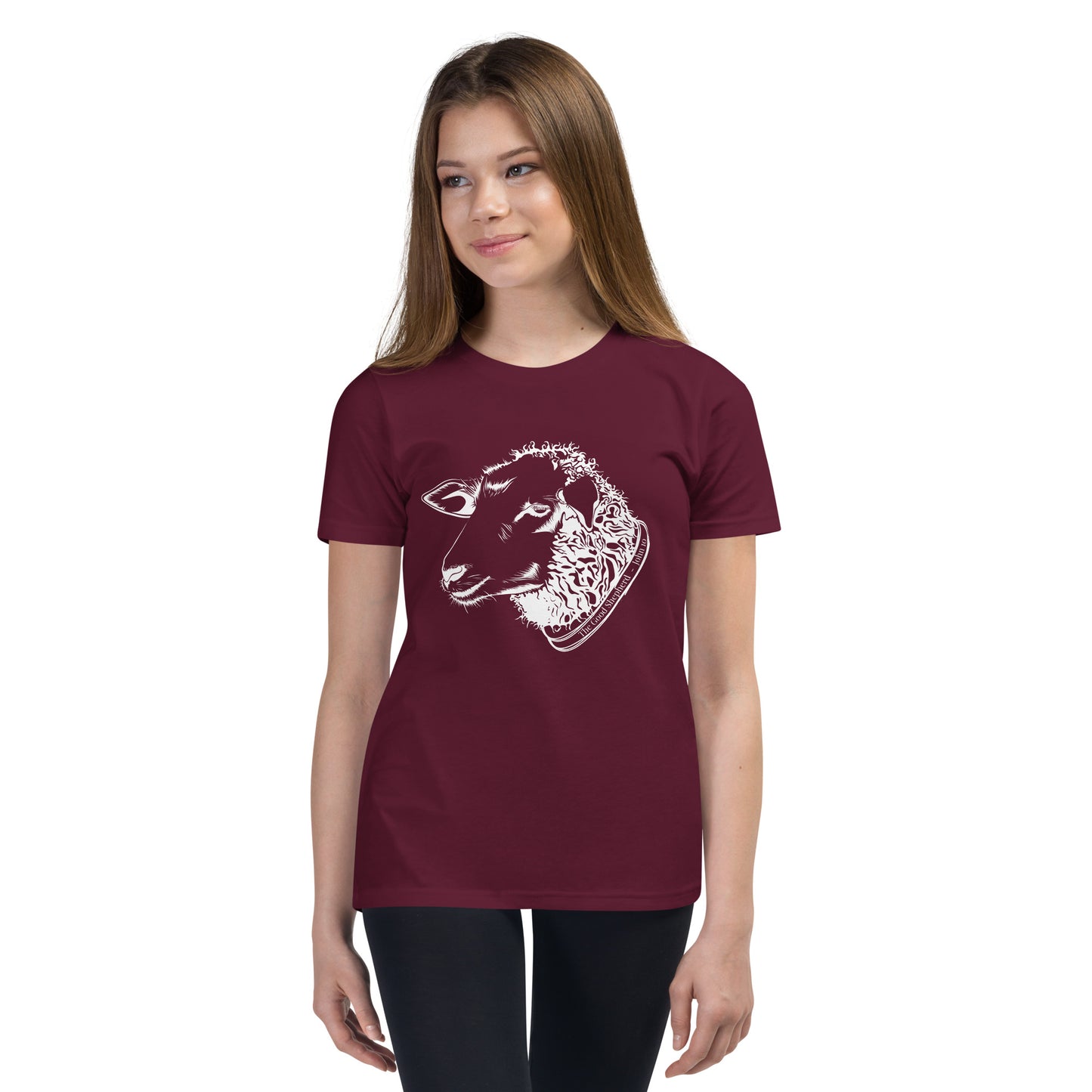 The Good Shepherd Youth Short Sleeve T-Shirt W/White Print