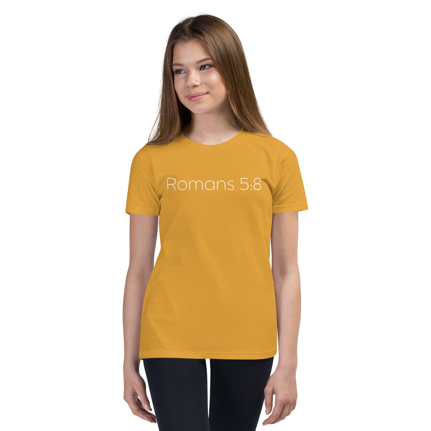 Romans 5:8 (He Still Loves You) Youth Short Sleeve T-Shirt W/White Print
