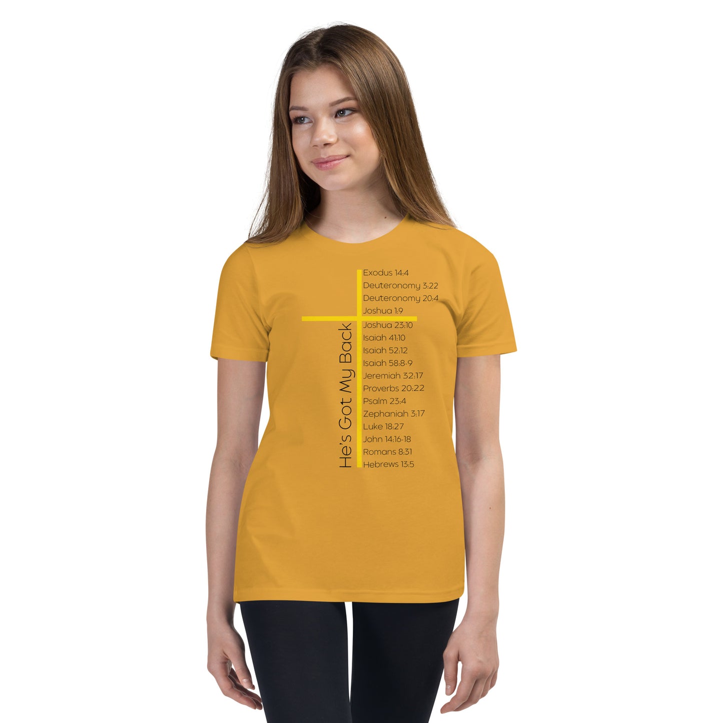 He's Got My Back Youth Short Sleeve T-Shirt W/Black Print