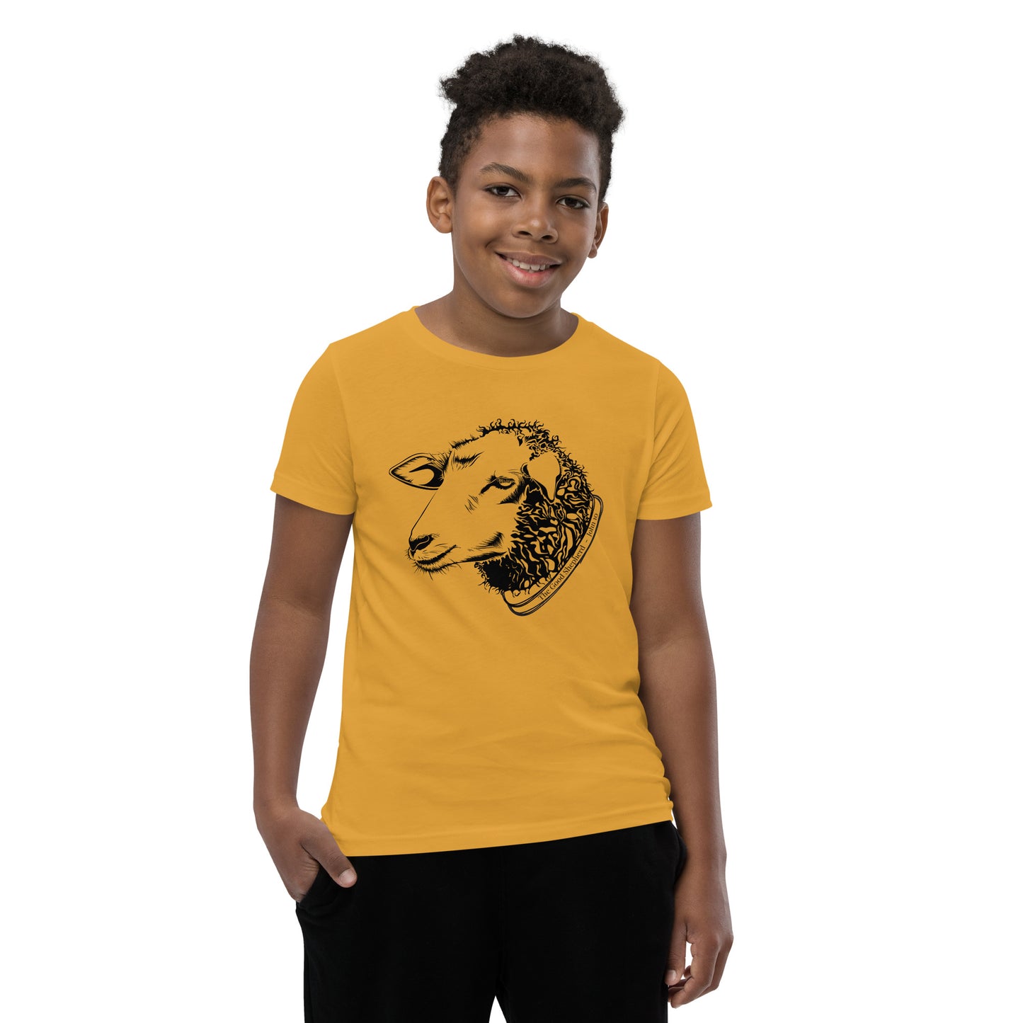 The Good Shepherd Youth Short Sleeve T-Shirt W/Black Print