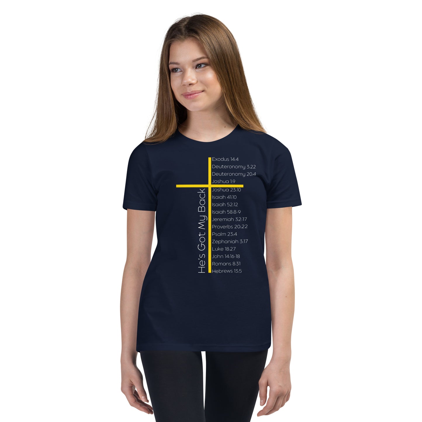 He's Got My Back Youth Short Sleeve T-Shirt W/White Print