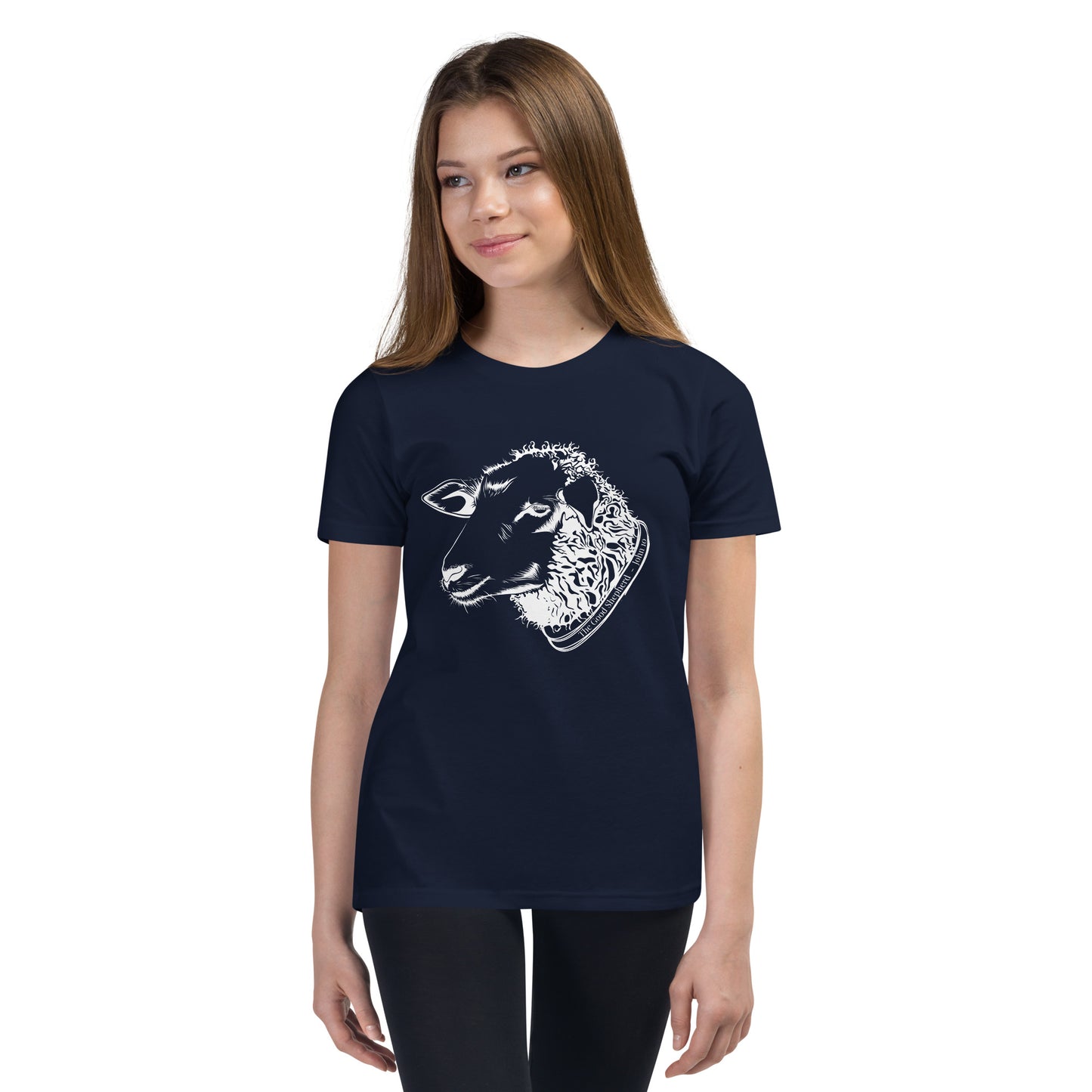 The Good Shepherd Youth Short Sleeve T-Shirt W/White Print