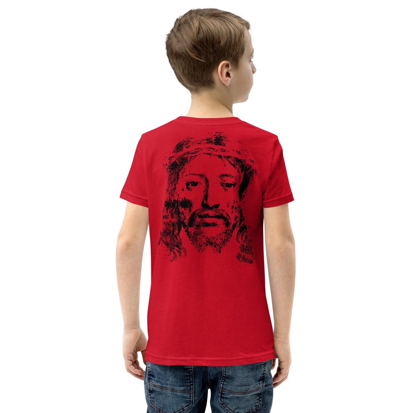 He's Got My Back Youth Short Sleeve T-Shirt W/Black Print