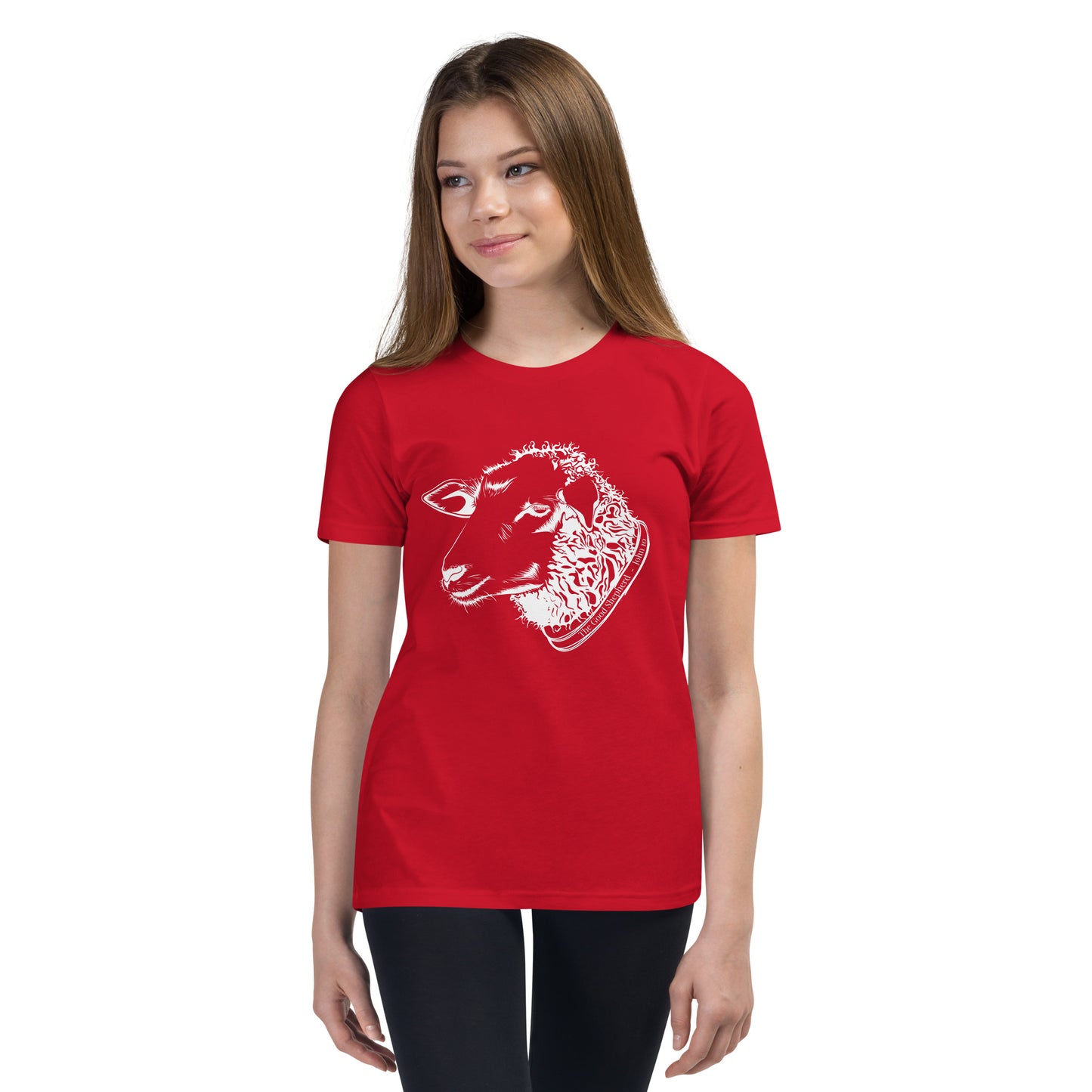 The Good Shepherd Youth Short Sleeve T-Shirt W/White Print