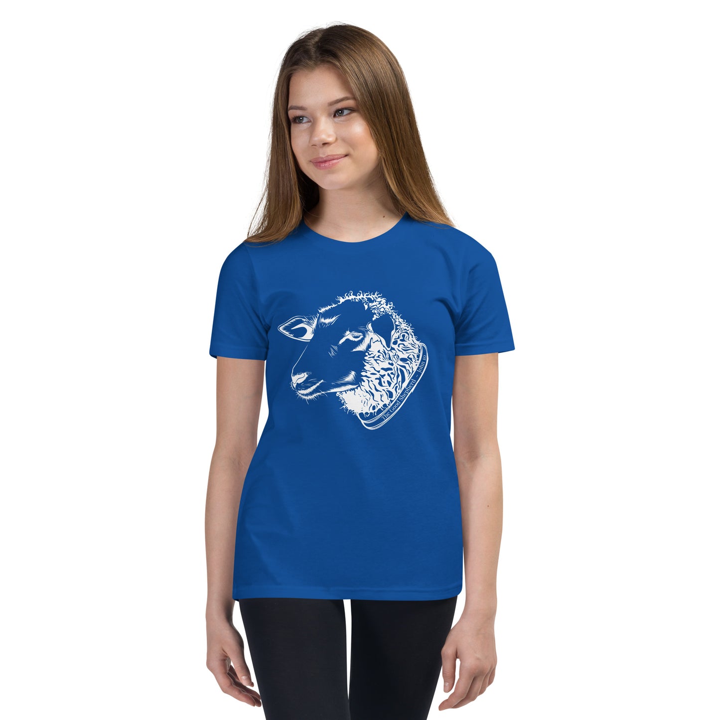 The Good Shepherd Youth Short Sleeve T-Shirt W/White Print